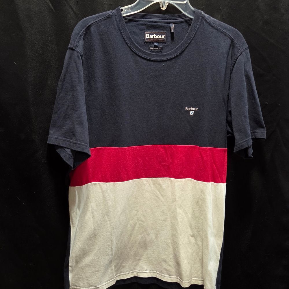 Barbour Tailored Fit Prep Logo Tee Coastal Heritage Preppy Nautical British Sz L